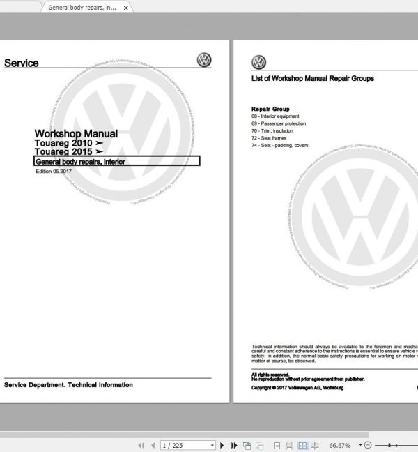 Volkswagen Touareg 2003 2017 Workshop Manuals EWD 0