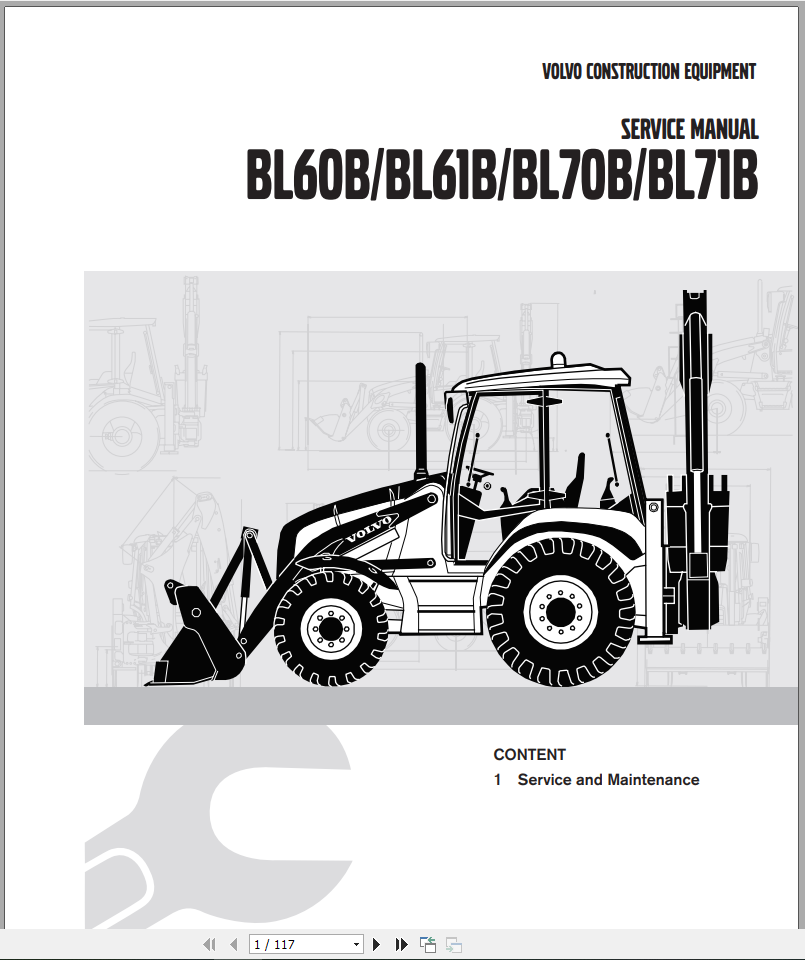 Volvo Backhoe Loader BL60BBL61BBL70BBL71B Service ManualEN 1