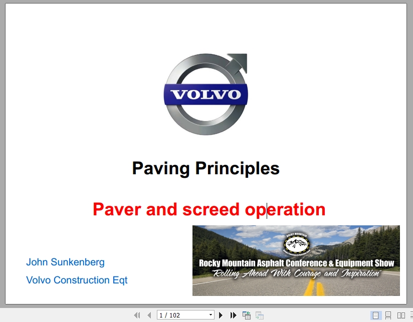 Volvo Paving Principles Paver Screed Operation ManualEN