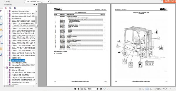 YALE Forklift ERP22253035VL A976 Parts ManualES524319748 2