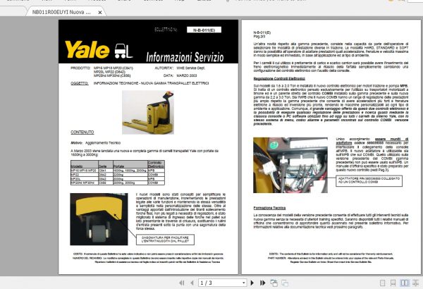 YALE Forklift Some Models Service Bulletins CDs 7