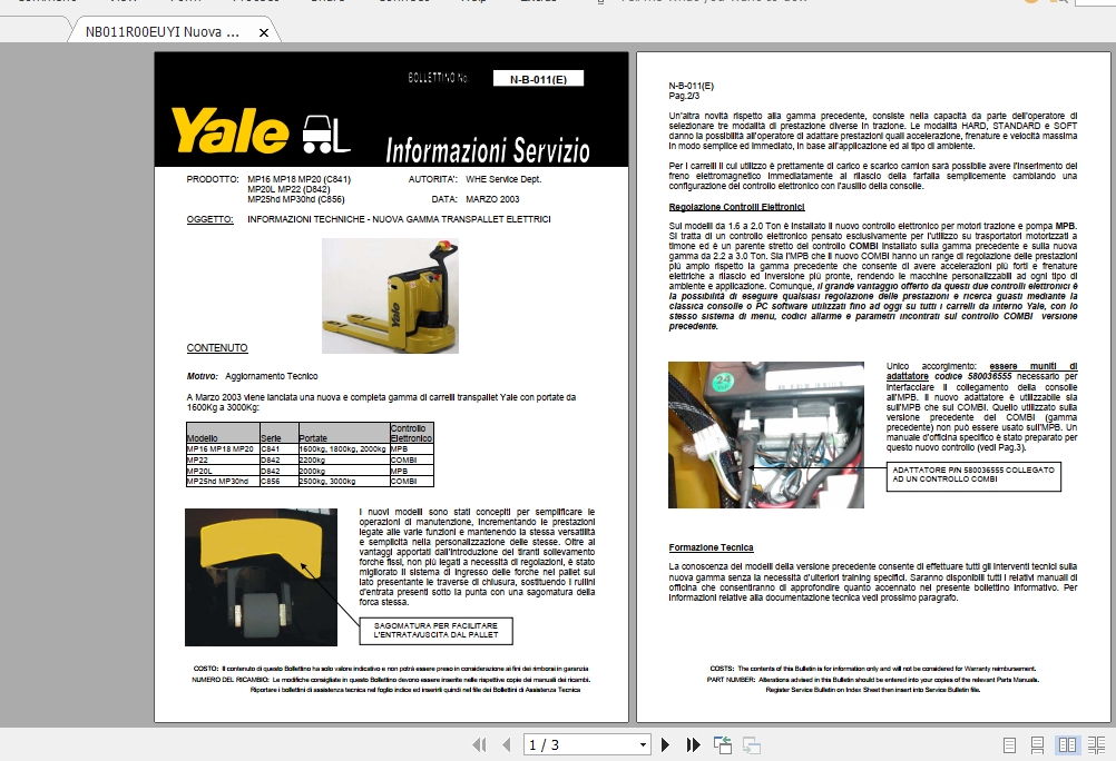 YALE Forklift Some Models Service Bulletins CDs 7