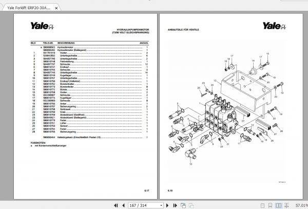Yale Forklift ERP20 30ALF D216 Parts ManualDE524183104 3