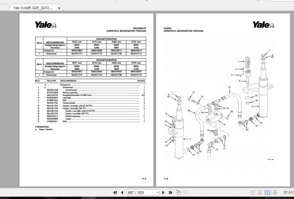 Yale Forklift GDPGLP20 30RFTF A875 2006 Parts CatalogDE524157798 4
