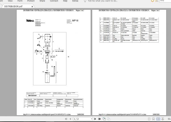 Yale Forklift MP18 2008 Parts Manual524148910 2