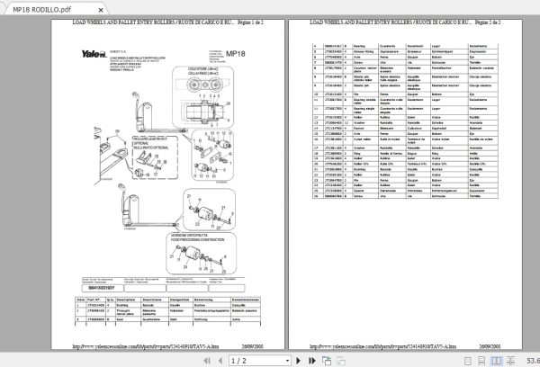 Yale Forklift MP18 2008 Parts Manual524148910 3