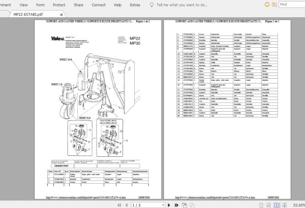 Yale Forklift MP22 MP30 2008 Parts Manual524148911 3
