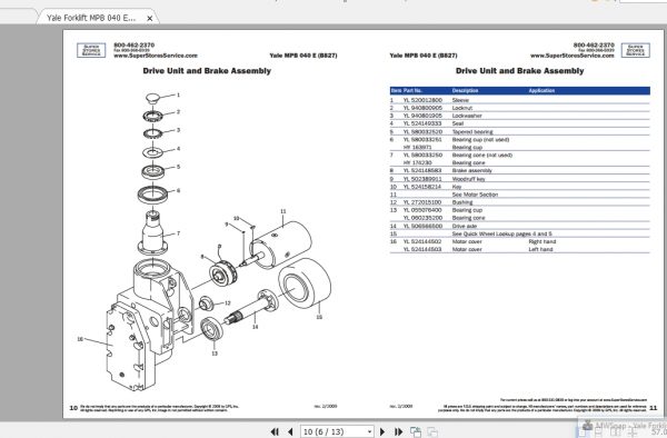 Yale Forklift MPB 040 E B827 Parts Manual800 462 2370 2
