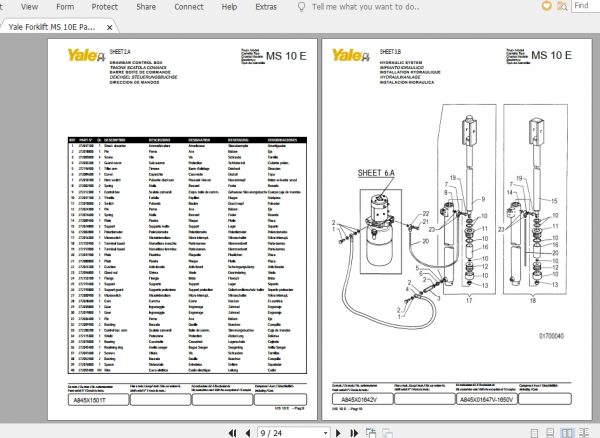 Yale Forklift MS 10E Parts Manual258979903 2