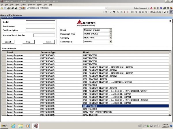 07 SelectModelAGCO AG Agricultural ALL Database NA Updated 012020