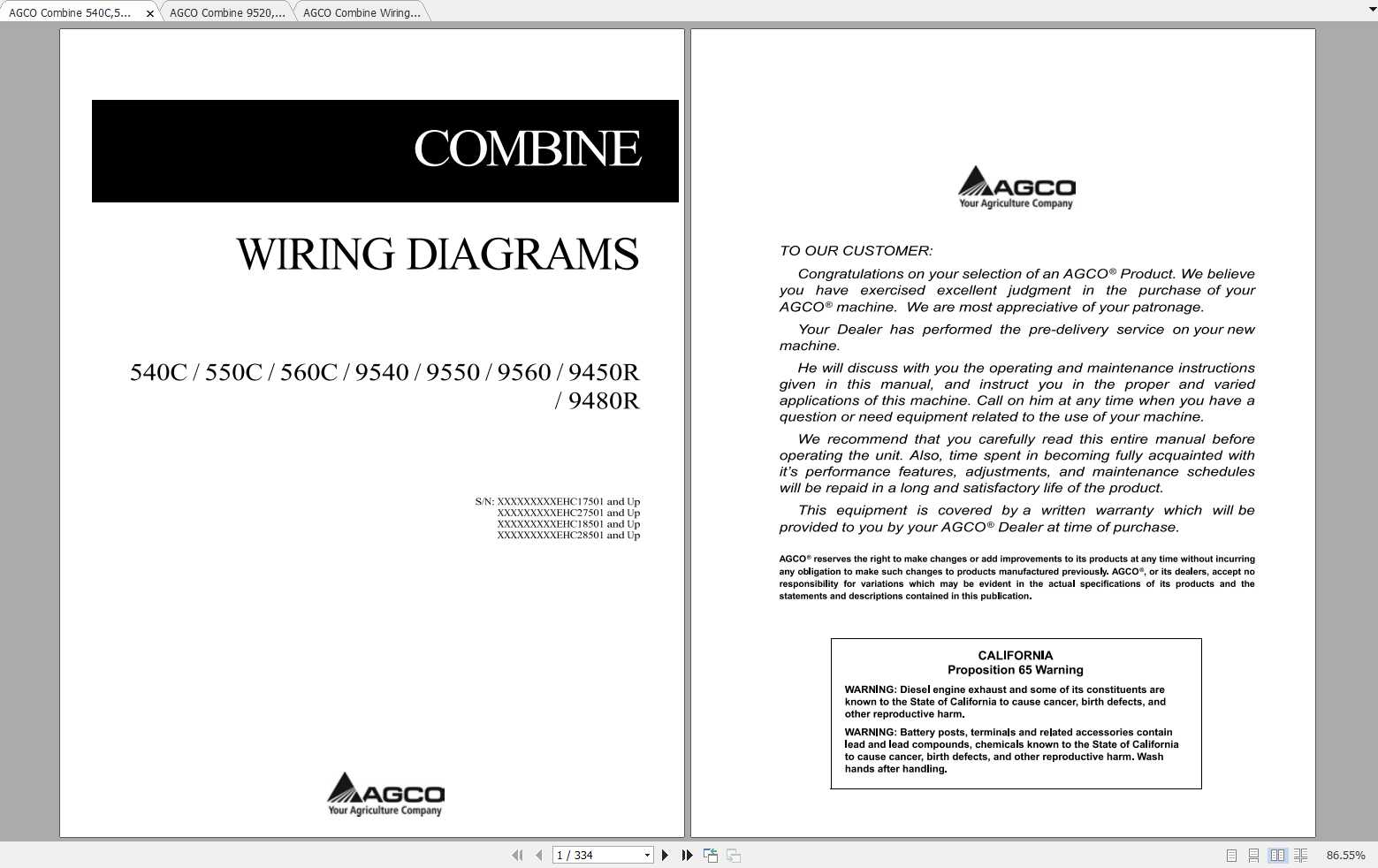 AGCO Combine Wiring Diagrams 1