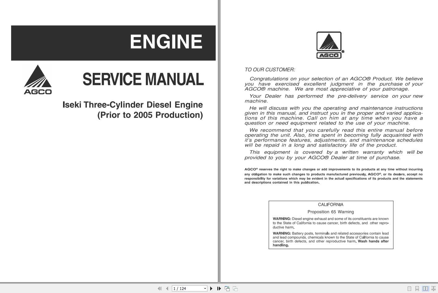AGCO Iseki Three Cylinder Diesel Engine Service Manual 1