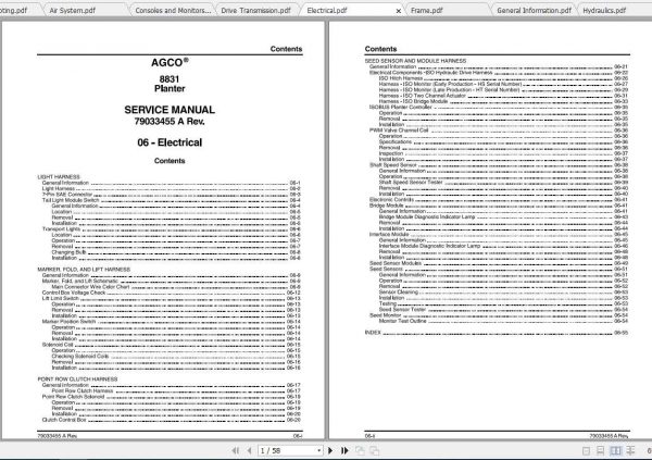 AGCO NA North America 8831 Planter Service Manual79033455A 2