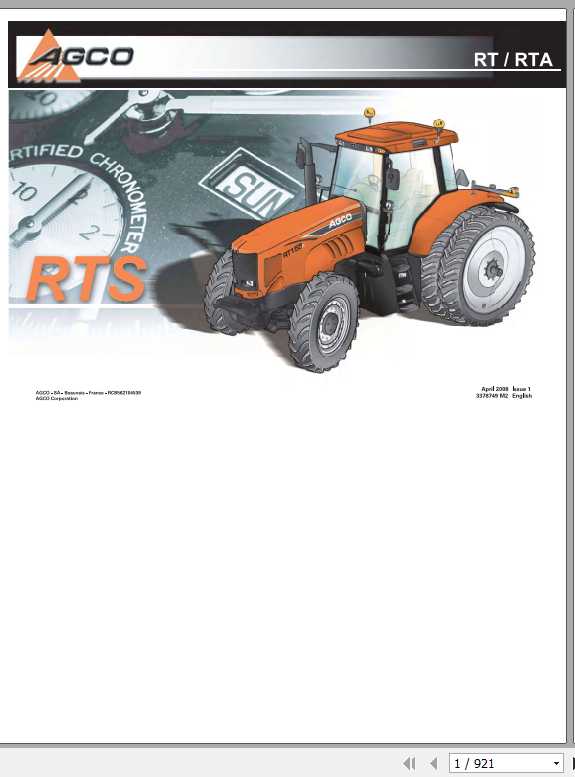 AGCO NA North America RT100 RT165A Repair Time Schedule 1