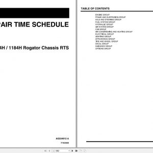 Ag Chem 984H 1184H Rogator Chassis Repair Time ScheduleAG334912A 1