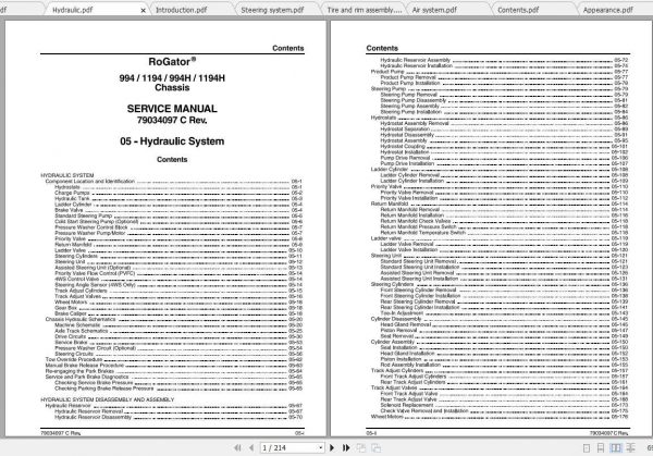 Ag Chem EU Applicator 994H 1194H Rogator Chassis Service Manual79034097C 2