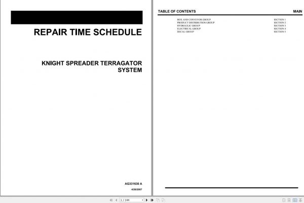 Ag Chem Knight Spreader Terragator System Repair Time ScheduleAG331630A 1