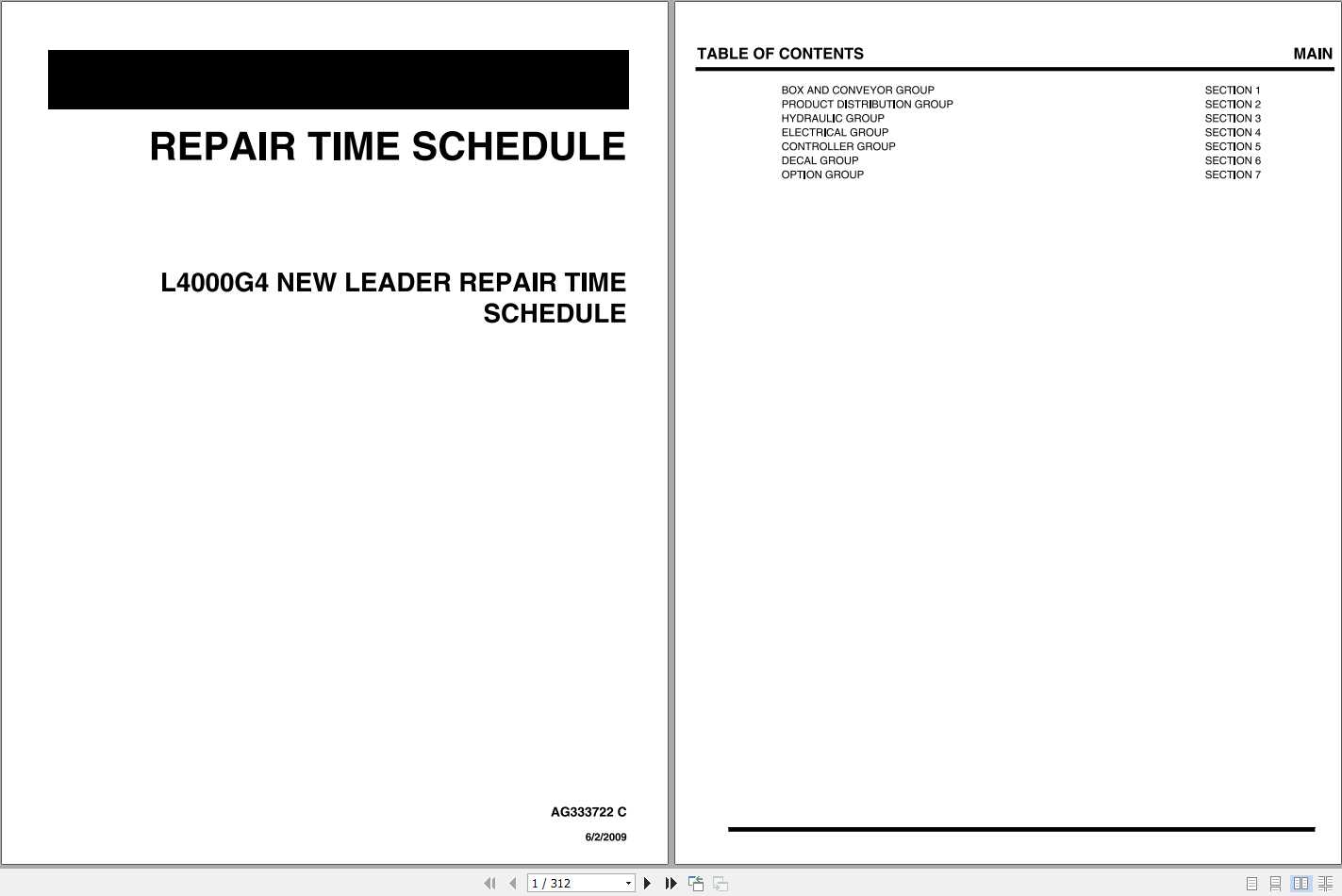 Ag Chem L4000G4 New Leader Repair Time ScheduleAG333722C 1