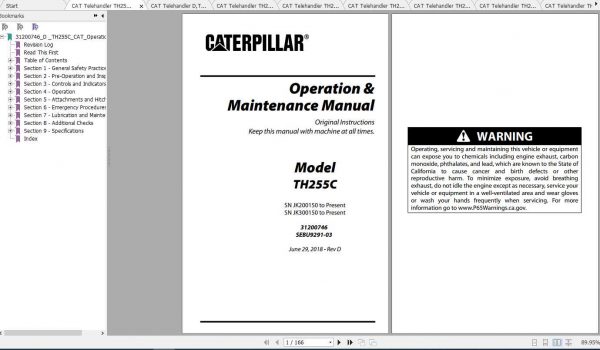 CAT Telehandler TH255C Operation Parts and Maintenance Information 1