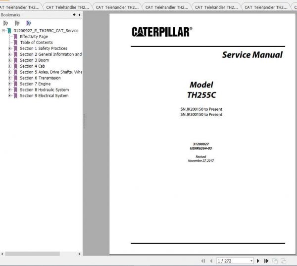 CAT Telehandler TH255C Operation Parts and Service Manual 1 1