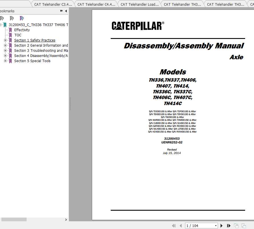 CAT Telehandler TH336C Operation Parts and Maintenance Manual 2