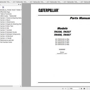 CAT Telehandler TH337 Operation Parts and Service Manual 2