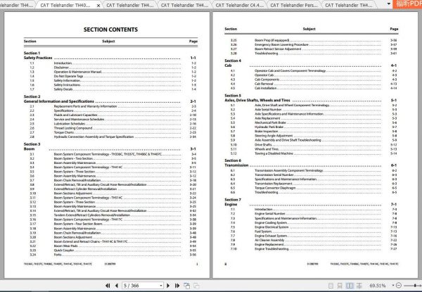 CAT Telehandler TH406C GAT Operation Parts and Maintenance Manual 3