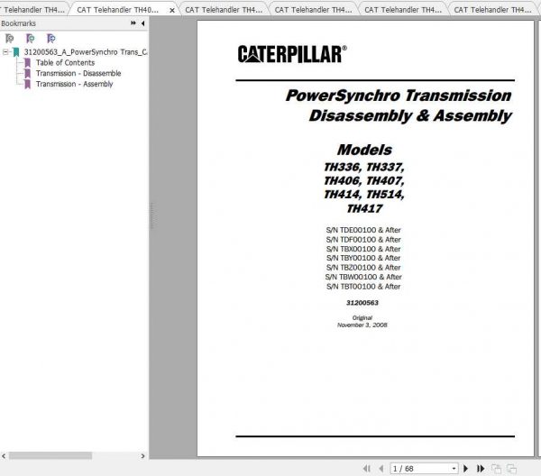 CAT Telehandler TH406 Operation Parts and Maintenance Manual 2