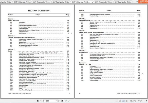 CAT Telehandler TH406 Operation Parts and Maintenance Manual 3