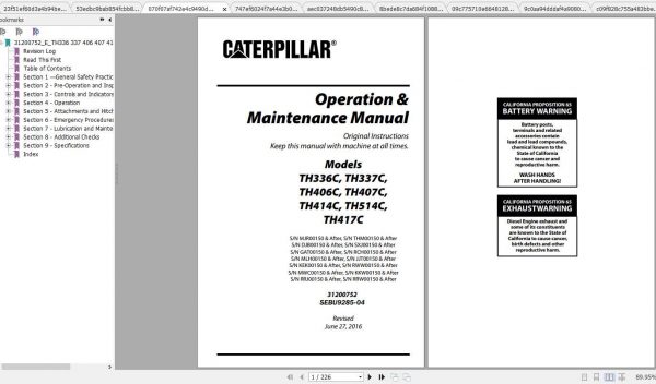 CAT Telehandler TH407C Operation Parts and Maintenance Manual 1
