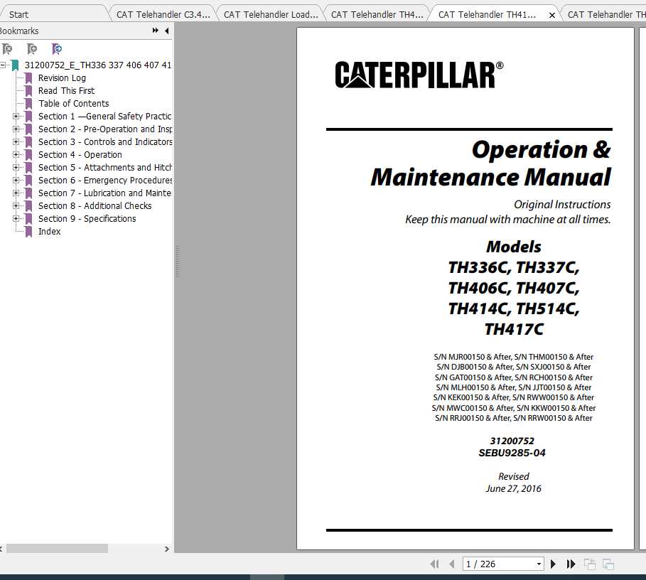CAT Telehandler TH414C Operation Parts and Maintenance Manual 2