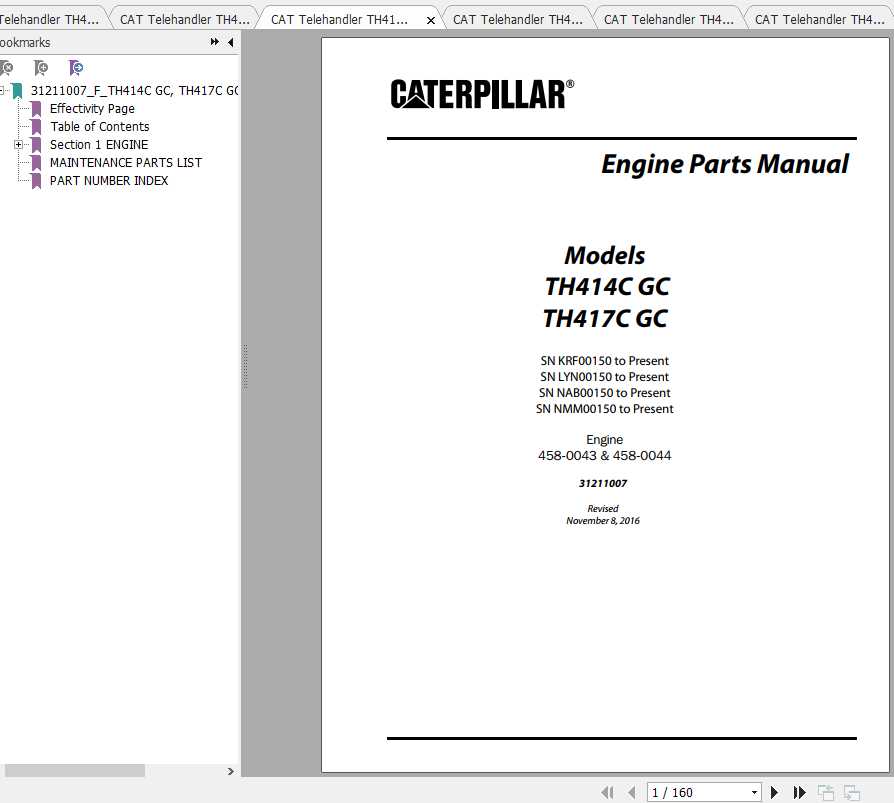 CAT Telehandler TH417C GC Operation Parts and Maintenance Manual 2