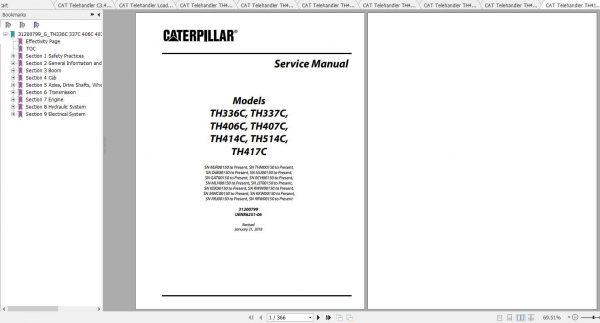 CAT Telehandler TH417C Operation Parts and Maintenance Manual 1