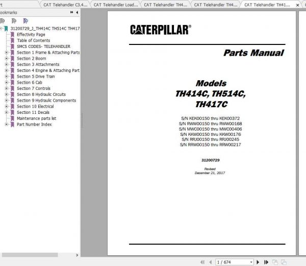 CAT Telehandler TH417C Operation Parts and Maintenance Manual 2