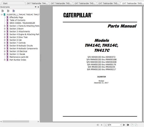 CAT Telehandler TH514C Operation Parts and Maintenance Manual 2