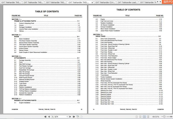 CAT Telehandler TH514C Operation Parts and Maintenance Manual 3
