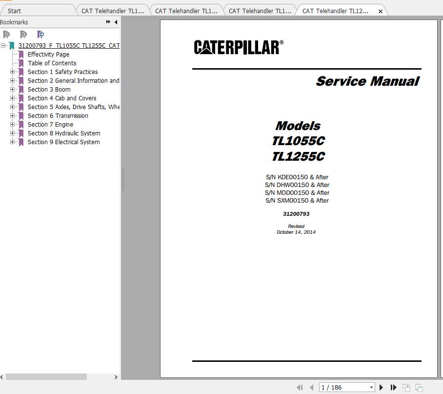 CAT Telehandler TL1255C Operation Parts and Maintenance Manual 1