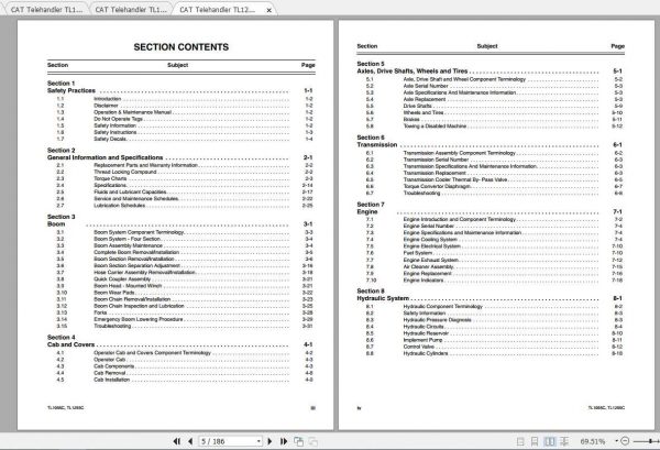 CAT Telehandler TL1255C Operation Parts and Maintenance Manual 2