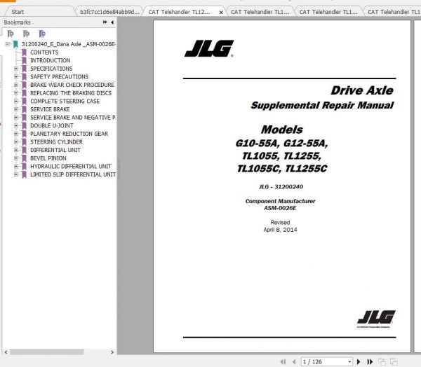 CAT Telehandler TL1255 Operation Parts and Maintenance Manual 1