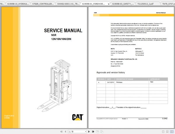 Caterpillar Lift Truck NSR16N Service Manuals 1