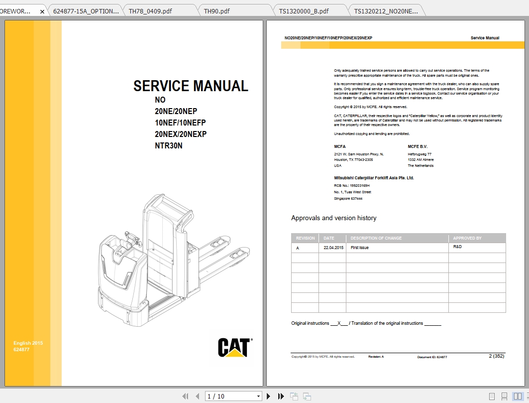 Caterpillar Lift Truck NTR30N Service Manuals 1