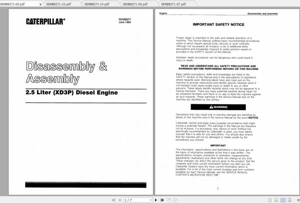 Caterpillar Lift Truck V25D Disassembly Assembly 1