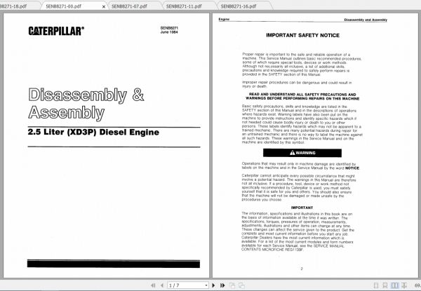 Caterpillar Lift Truck V30D Disassembly Assembly 1