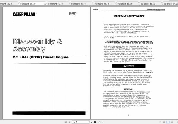 Caterpillar Lift Truck V40D Disassembly Assembly 1