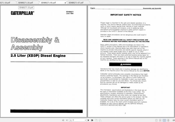 Caterpillar Lift Truck V50D Disassembly Assembly 1