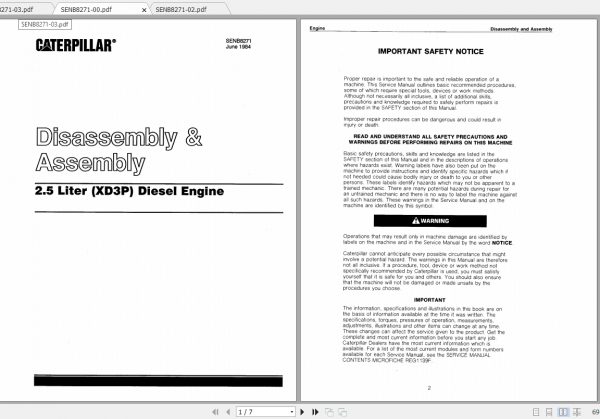 Caterpillar Lift Truck V50E Disassembly Assembly 1