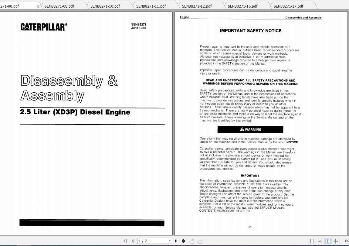Caterpillar Lift Truck VC60D Disassembly Assembly 1