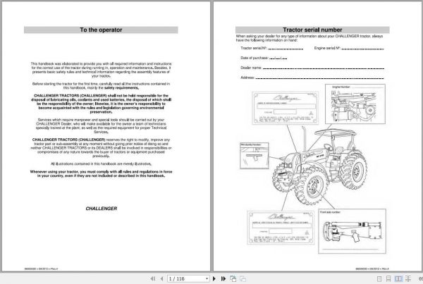Challenger SA Tractor WT300 Operator Manual 1