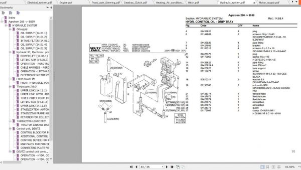 Deutz Fahr Tractor Agrotron 260 Parts Catalog 2