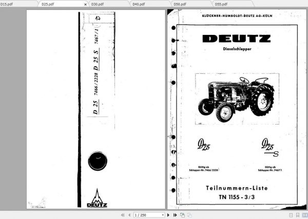Deutz Fahr Tractor D15 D55 Parts Catalog 3